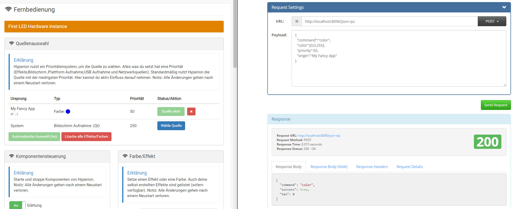 Hyperion mit HTTP JSON RPC steuern