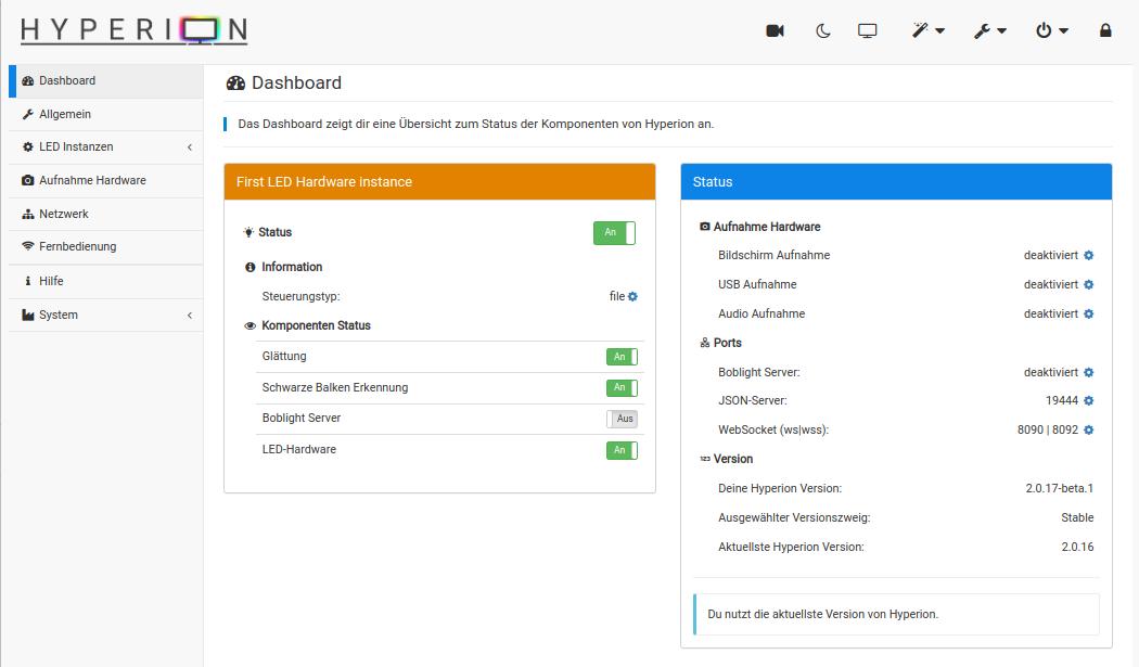 WebUI - Dashboard