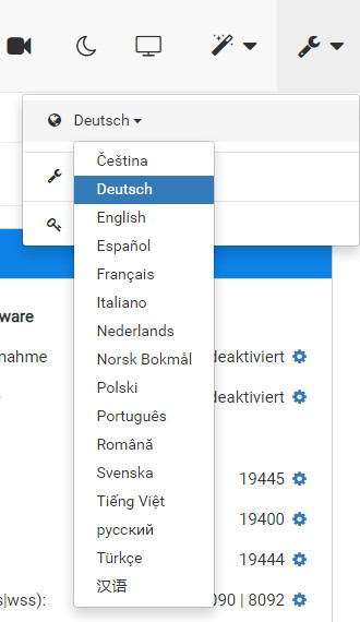 WebUI - Sprachen